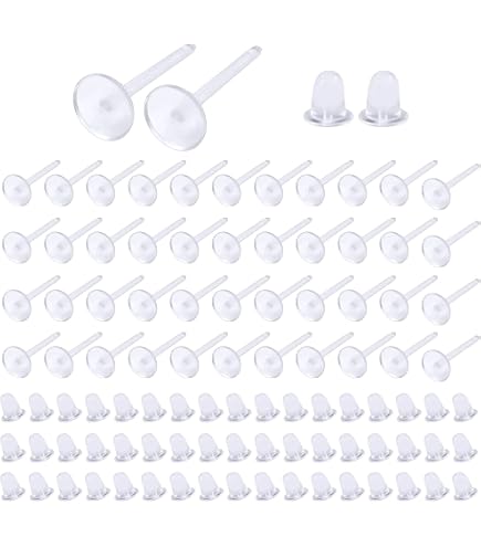 100 Paia Orecchini Trasparenti Invisibili In Plastica Con Chiusure In Silicone – Kit Ricambio - copertina