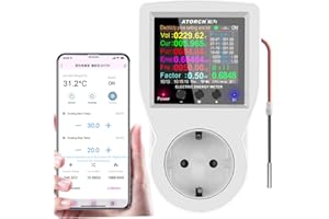 AVHZY AC-WLAN-Wattmeter, Plug-in-EU-Steckdosen-Leistungsmesser, hintergrundbeleuchtetes großes Farbdisplay, Überlastschutz, Kilowatt-Spannungs-Ampere-Tester, elektrische Energieüberwachung,