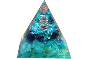 Besorgone Pirámide de orgonita hecha a mano con piedras curativas de cristal Energía Reiki positiva, Cuarzo blanco con Turquesa Chakra Orgone Regalo de decoración para el hogar, meditación