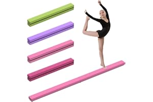 LeLeght Poutre d'équilibre de gymnastique en cuir - Violet - 2,1 m - Pliable - En daim synthétique - Équipement de gymnastique pour la maison, l'entraînement, le sport, cadeau d'anniversaire