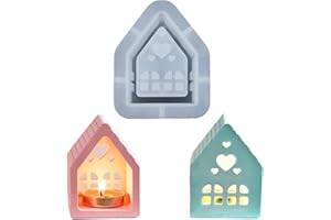 ZEHAOKAY Silikonformen Gießformen Häuser, 3D Silikonform Haus Kerzenhalter Silikonform Weihnachten Gießformen Silikon Gießform Haus Gips Zum Gießen Giessformen Silikon Gießform Kerzenhalter