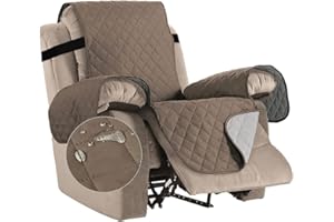 Bestenrose Waterproof Recliner Chair Covers for Armchairs Recliner Covers with Adjustable Elastic Straps Washable Quilted Sofa Slipcovers Sofa Protectors for Kids and Pets (Recliner, Taupe)