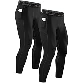 Runhit Pack of 2 Compression Trousers Men's Long Tights Leggings Sports Trousers Running Trousers Breathable Functional Underpants Training Trousers Base Layer