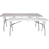 The Homeweeks Pack of 2 Solid Folding Tables 180 cm Portable | Public Use Regulations | Indoor/Outdoor | EN 581-1/3 | HDPE Re