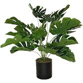 Nettenevime Yapay &Ccedil;i&ccedil;ek Monstera Deve Tabanı Siyah Saksılı Salon &Ccedil;i&ccedil;eği 18 Yaprak 58cm