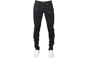 ZE ENZO Enzo Mens Super Skinny Fit Jeans Stretch Ripped Biker Denim Pants All Waist Legs