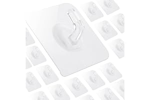 WLLHYF Self-Adhesive Small Wall Hooks Clear Square Strong Shower Pothook Heavy Duty Waterproof for Kitchen Bathroom Office Door Window Hanging Hat Towel Picture (Style A- Fold Corners, 12)