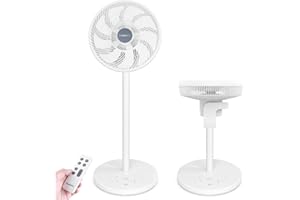 LeaderPro 2in1 DC Motor Standventilator - Ventilator Leise 12.8dB 3D Oszillierend mit Fernbedienung/Energie Sparen/Turbo Luftzirkulator Raumventilator