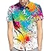Produktbild Amphia - Männer T-Shirt - T-Shirt mit Reißverschluss/Kurzarm/Hüfte - Art- und Weisahornblatt-Hawaiianer-Art Kurzärmelige Shirts der Männer Sommer
