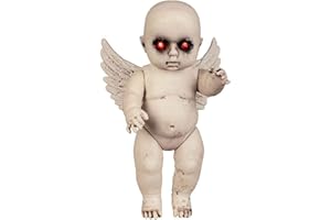 Boland 72266 - Bambola angelo diabolico, misura 30 cm, in plastica, bambola horror con occhi luminosi, angelo infuocato, diavolo, decorazione per carnevale, Halloween, feste a tema e horror