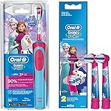 Für Kinder ab 3+ Jahren SPAR-SET: 1 Braun Oral-B Stages Power Kids 900 TX elektrische Akku-Zahnbuerste Kinder 3 J. D12.513.K Disney Frozen Die Eiskönigin + 2er Stages Aufsteckbuersten Disney´s Frozen