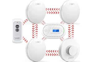 CPVAN Wireless Interlinked Smoke, Heat & Carbon Monoxide Alarm Bundle with Remote Control, Scotland & England Law Compliant, 10 Year Battery, CE & BS Certified, Pre Linked. 5 Pack