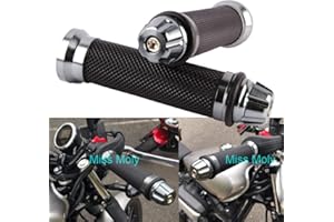 MISS MOLY 7/8" 22mm Motorcycle Grips Non-Slip Rubber Handlebar Hand Grips(Titanium)