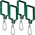 Dunzy 4 Pieces Metal Swing Set Accessories Includes Snap Hooks Swing Hangers Swing Set Brackets Swingset Attachments Swing Hanger Kit for Connecting to a 4" x 6" Beam Wooden Sets (Green)