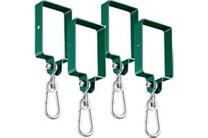 Dunzy 4 Pieces Metal Swing Set Accessories Includes Snap Hooks Swing Hangers Swing Set Brackets Swingset Attachments Swing Hanger Kit for Connecting to a 4" x 6" Beam Wooden Sets (Green)