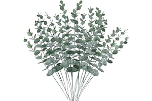 KIRIFLY Künstliche 20 Stück Eukalyptus Stiele,Pflanzen Innenbereich Eukalyptusblätter Grün Dekoration für Blumenstrauß Tafelaufsatz Blumenarrangement
