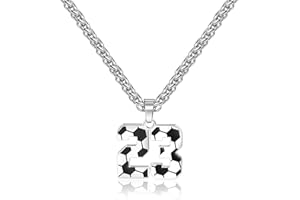 Lantine Collana con numero di calcio per ragazzi n. 1 – 100 numero ciondolo in acciaio inox, catena numero 55 cm, regalo per ragazzi e ragazze