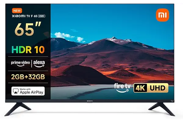 XIAOMI TV F 65 Pulgadas 2025, 4K UHD Smart TV Fire OS8 HDR10 L65MB-FAEU | Alexa Voice Control, MEMC, Game Boost Mode 120Hz,2GB+32GB, Compatible with Apple AirPlay