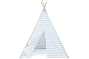 boppi® Teepee Canvas Kids Large Outdoor and Indoor Portable Indian Wigwam Childrens Playhouse Play Tent Boys - Blue
