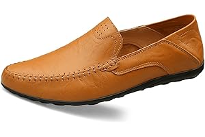 REMXI Hommes Mocassins Cuir pour Loafers Chaussures Slip on Bateau et Mocassins Chaussures Mode Penny Confort Chaussures Marron Clair 43 EU