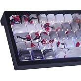 PBT Shine Through Keycaps with Custom Printed Side Letters, 135 Keys for UK ISO Layout, Cherry MX Mechanical Switches (Cherry