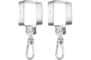 Byffoer Ganchos para columpio, 90 x 90 cm, 2 unidades, acero galvanizado, abrazadera de columpio con rodamiento de nailon y mosquetón, fijación silenciosa, ganchos para vigas de madera, 9 x 9 cm