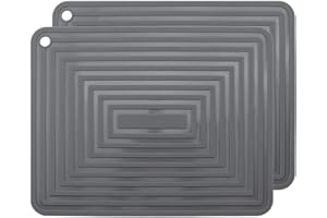 LOGHOG 2 Pack Large Silicone Trivet Mats,Heatproof Hot Pads Pot Holder,9"x12" Non Slip Flexible Durable Heat Resistant Pot Coaster Kitchen Countertop Table Mats (Dark Grey)
