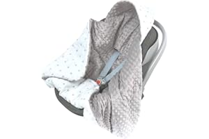 Infantilo Universal Baby Boy Girl Hooded Cosy Toes for Car Seat Blanket Wrap for Babies with Hood Baby with Holes for 3-Point Harness Straps Pushchair, Pram, footmuff (Grey Stars)