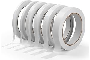 SADOKNS 6-Roll Double Sided Tape (120m Total) - Assorted Widths: 6/6/10/12/15/20 mm for Crafts, Card Making, Decor, Gift Wrapping, Office & Everyday Use - Thin & Strong Adhesive - 20m/Roll