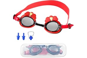 UHDS Occhialini da Nuoto per Bambini 3-12 Anni, Occhialini Piscina Anti Appannamento Regolabili, Nasello Flessibile e Protezione UV, con Tappi per Orecchie, Clip per Naso e Custodia