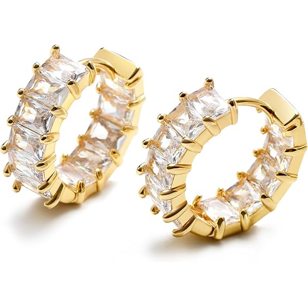Boucles D'oreilles Créoles Or Et Argent – 2 Paires – Hypoallergéniques Plaqué Or 14K – CZ étincelants – Cadeau Femme