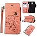 Produktbild pinlu® PU Leder Etui Schutzhülle Für Samsung Galaxy J3 2017 (Euro Version) J330 Hülle Flip Case Mit Stand Function und Magnetische Schnalle Innenschlitzen Design Retro Rose Muster Rosa