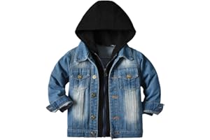 IBAKOM Enfant Baby Petit Garçon Manteau Jean Capuche Veste en Jean Blouson/Col à revers Manche longue Bleu Denim Haut VêTements Printemps Automne Outwear