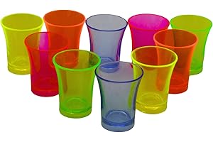 UV FLOOR UVFLOOR UV Floor - 10 Shooters Fluo - 25 ML -Shot Réutilisable pour Fête et Soirée Fluo - 5 Couleurs - Plastique Rigide
