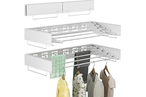 IBVIVIC Tendedero de pared extensible 80 cm, tendedero plegable para interior o exterior, compacto, ahorra espacio, color blanco