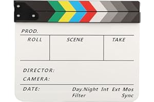 ASHATA Rekwizyty Filmowe Clapboard, Clapboard Filmowy Wyraźny Dźwięk Kolorowy Przenośny, Akrylowy Dyrektor Filmowy Clapper Board z gumką do Rysowania Seriali Telewizyjnych