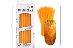 MEG Cannucce riutilizzabili Premium 20 pezzi, 20 cm, arancione, made in Germany, riutilizzabili e lavabili in lavastoviglie con spazzola per la pulizia, ideali anche per bambini (arancione, 20)