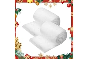 CJBIN Weihnachten Schneedecke mit Glitzer, 2 Stück Kunstschnee Dekoschnee Schneedecke, 80 x 240 cm Weiße Schneematte Schneevlies, Schneewatte Kunstschnee Teppich für Dorf-Displays Weihnachten Schmuck