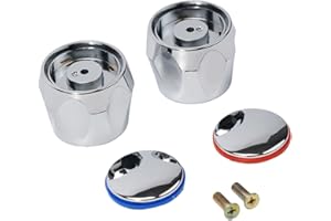 Drhomeam 1 par de perillas de grifo de ducha y bañera para grifo frío y caliente mango para 20 dientes 9 mm válvula núcleo