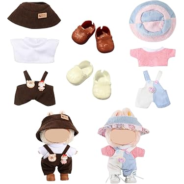 Ensemble D’accessoires Pour Poupée 17 Cm - Robe à Carreaux, Chapeau Paille, Collier, Sac Fleuri (sans Poupée)