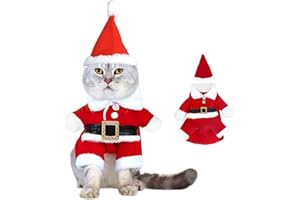 EPOKUS Costume de Père Noël Chat, Vêtements de Chat Mignon, Deguisement pour Chat, Deguisement Chien Noel, Costume Chat de Père Noël, Code M