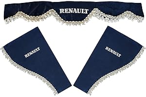 DECOART AutoCommerse Juego de 3 cortinas de satén con borlas blancas para parabrisas y ventanas laterales Magnum Kerax Premium Series camiones HGV