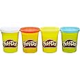 Play-Doh 4-Pack of Classic Colors Modeling Compound for Kids 2 Years Old and Up, Play-Doh 4 oz Cans, Great For Arts And Crafts, Party Favors