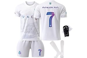 Awonlate Ensemble de Maillot de Football pour Enfant, Maillot de Football en Jersey, T-Shirt de Football et Protège -Tibias, Short de Football pour la Enfant