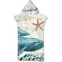 Morbuy Striscia Poncho Surf con Cappuccio Asciugamano, Adult Bambino Modifica Accappatoio in Microfibra Assorbente per Piscina,Palestra,Spiaggia, Compatto e Leggero (Semplice Blu,80x145cm