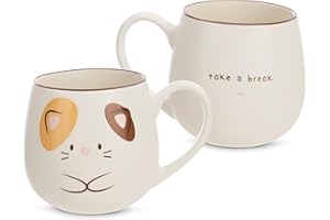 NICI 61829 mymochi Tasse, Motif Chat Angy, « Take a Break », 400 ML, 8 x 9 cm, Blanche, Tasse À Thé, Tasse À Café, en Porcelaine, avec Anse, pour Boissons Froides Et Chaudes, Café, Thé, Lait, Cacao