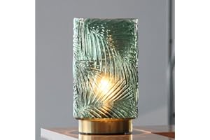 ‎MJ PREMIER MJ PREMIER Tischlampe Kabellos, Mobile Tischleuchte Glas Tischlampe mit Timerfunktion, Dekorative Batteriebetrieben Nachttischlampe, Glaslampe ohne Kabel für Schlafzimmer Wohnzimmer (L-Grün)