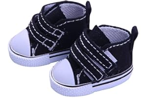 Aeromdale Puppenschuhe aus Segeltuch, einfarbig, 5 cm, Schuhe mit Klebeband für 36,7 cm große Puppe, 1/6 Puppe, Mädchen, Spielzeug, Geschenk, Schwarz, 1 Paar