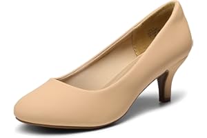 DREAM PAIRS Zapatos de Tacón Bajo Clásicos Mujer Zapatillas con Tacón Fina Zapatos de Salón PU