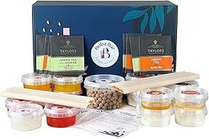 Warm Moments - Zestaw mlecznej herbaty bąbelkowej | 8 - Smaki herbaty mlecznej, 8 - Boba z galaretką, Herbata bąbelkowa z perłami tapioki (dla 8 osób) |2 - Karty z przepisami autorstwa Boba Bar London